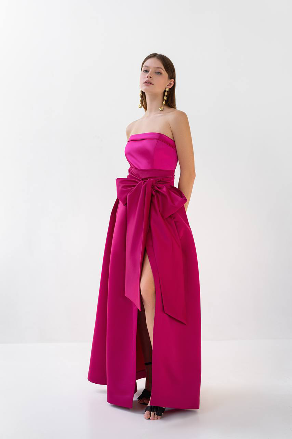 Open-shoulder Mini Silk Gown With Detachable Maxi Skirt Open-shoulder Mini Silk Gown With Detachable Maxi Skirt 4