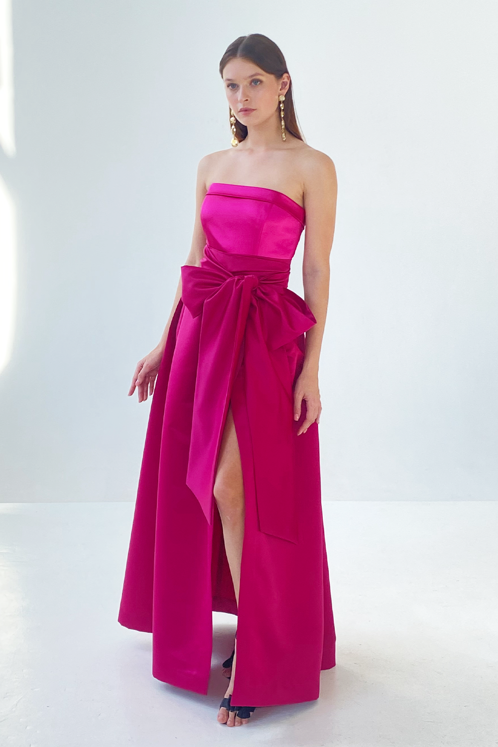 Open-shoulder Mini Silk Gown With Detachable Maxi Skirt Open-shoulder Mini Silk Gown With Detachable Maxi Skirt 5