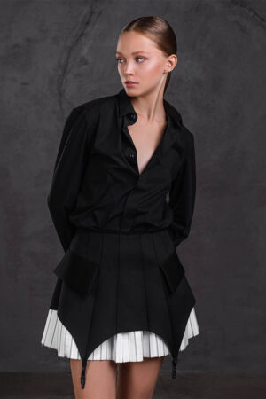 Black Skirt With White Plisse