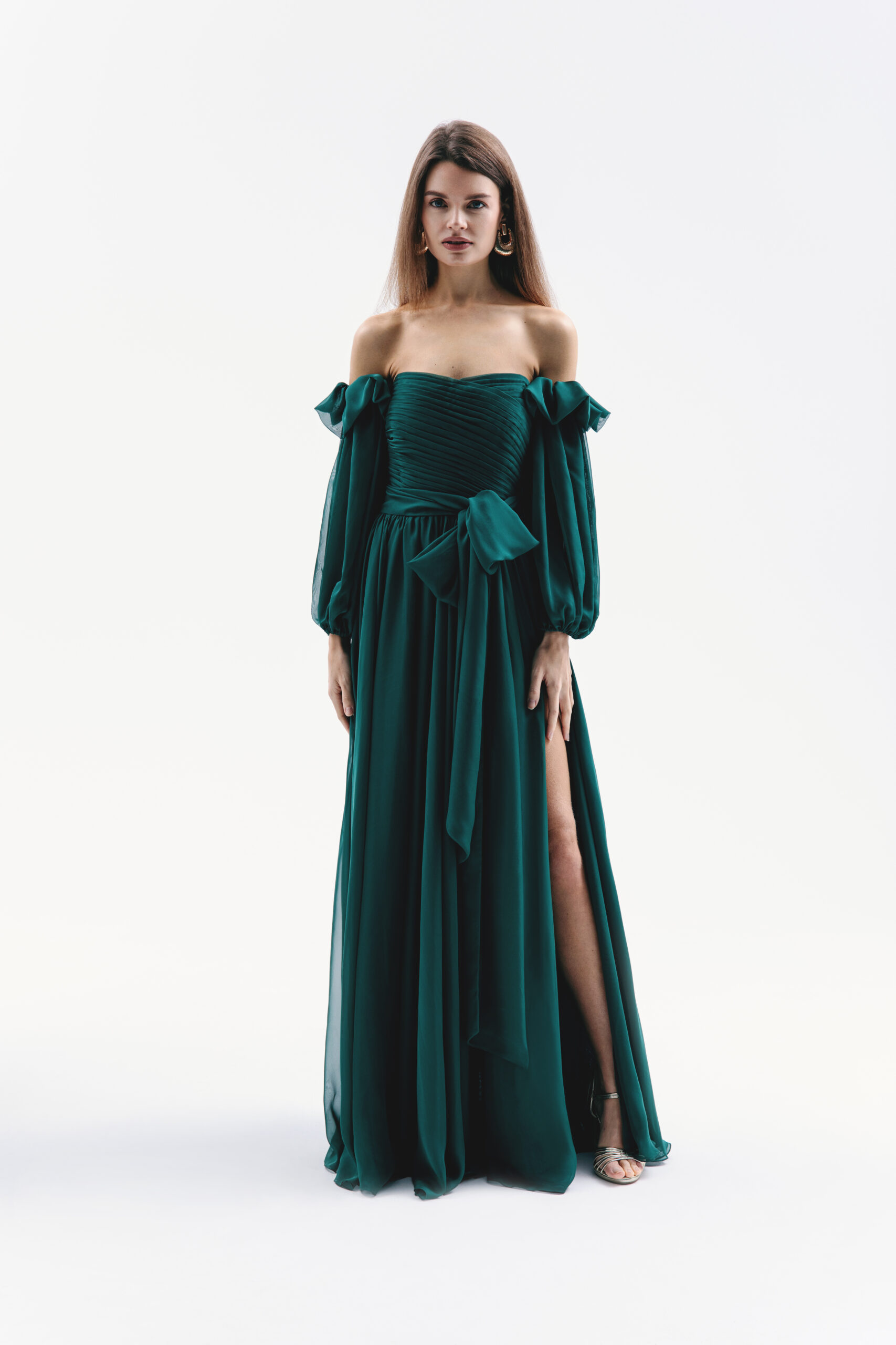 Emerald Сhiffon Dress - Image 2