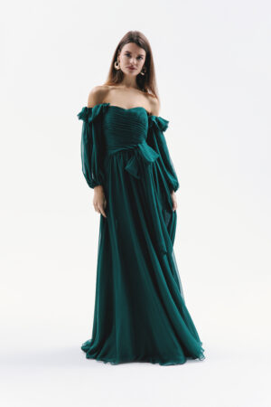 Emerald chiffon dress