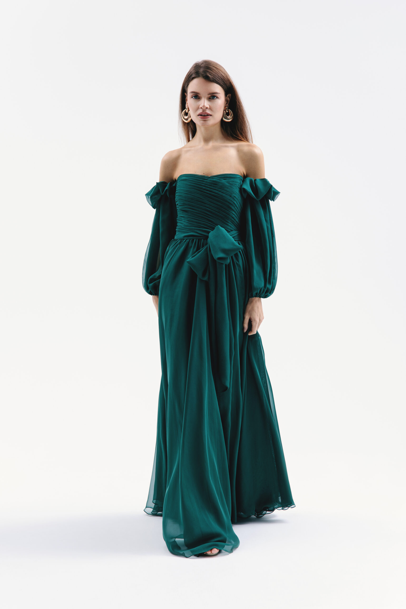 Emerald Сhiffon Dress - Image 6
