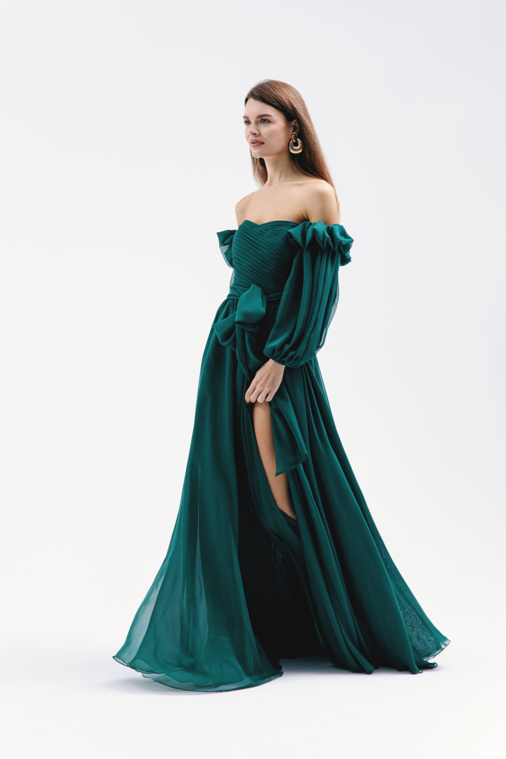 Emerald Сhiffon Dress - Image 5