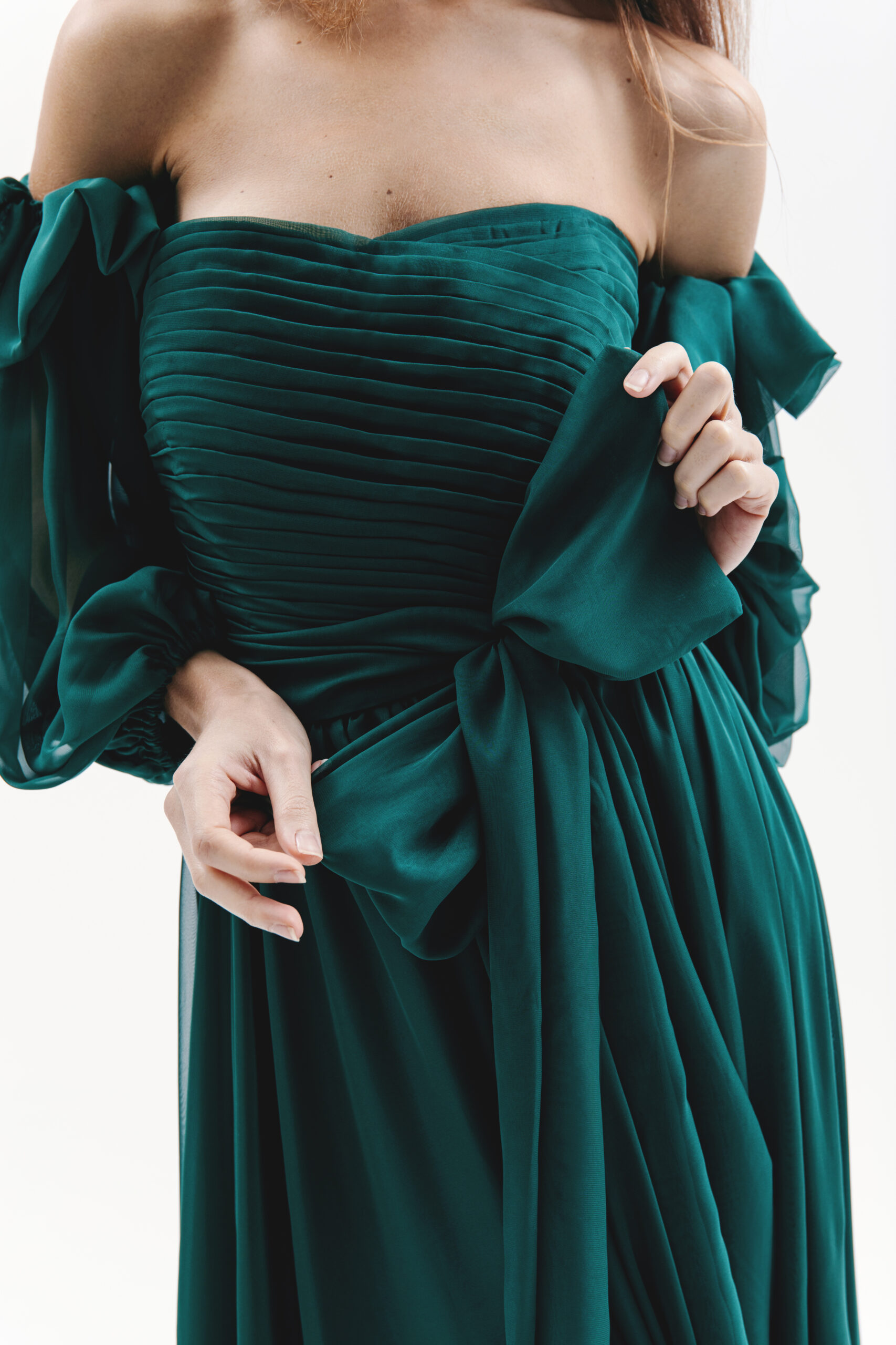Emerald Сhiffon Dress - Image 4