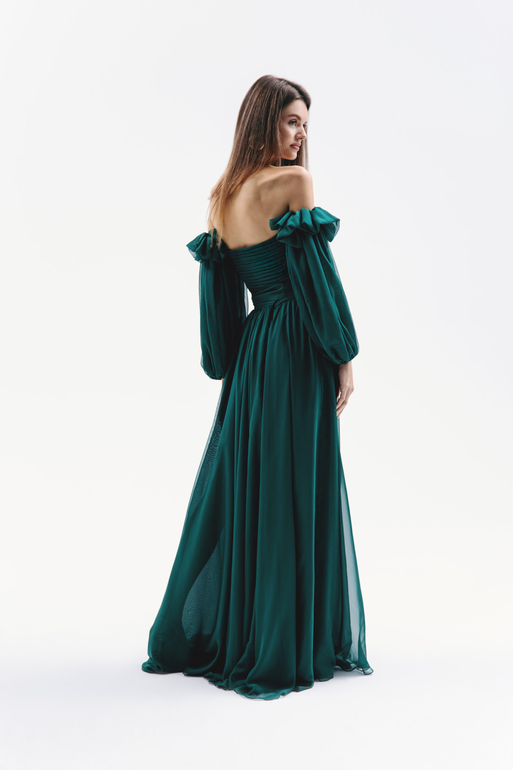 Emerald Сhiffon Dress - Image 3