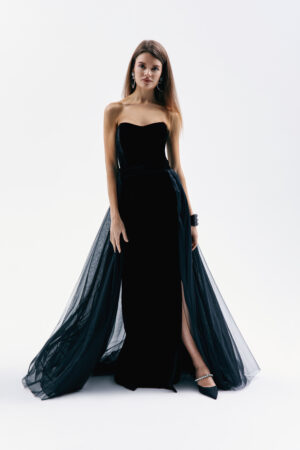 velvet dress with tulle skirt