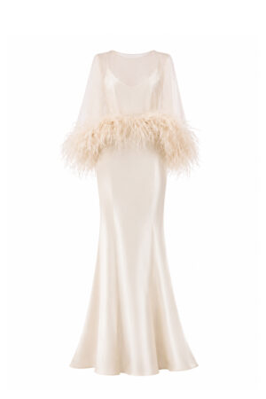 Satin Evening Gown Beige