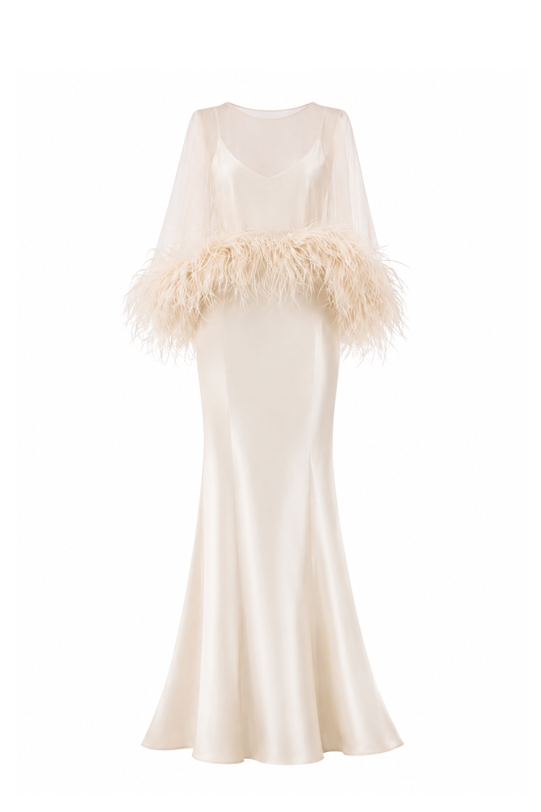 Satin Evening Gown Beige