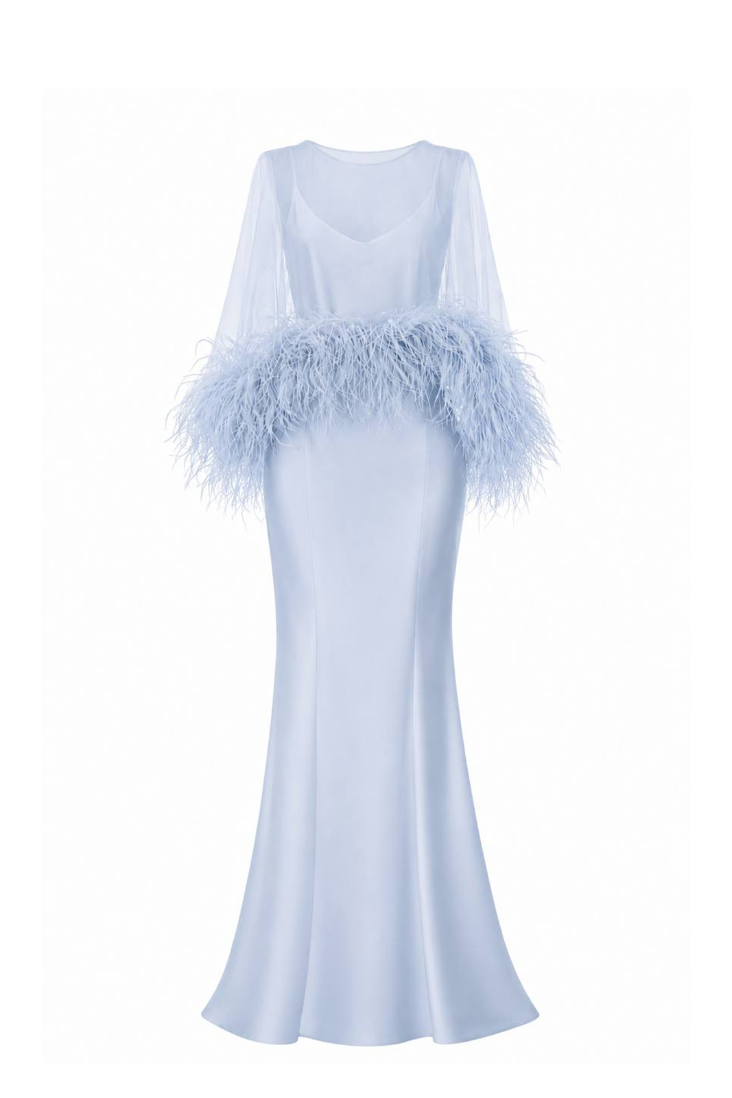 Satin Evening Gown Soft Blue