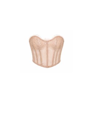 French lace over nude corsetry mesh Beige