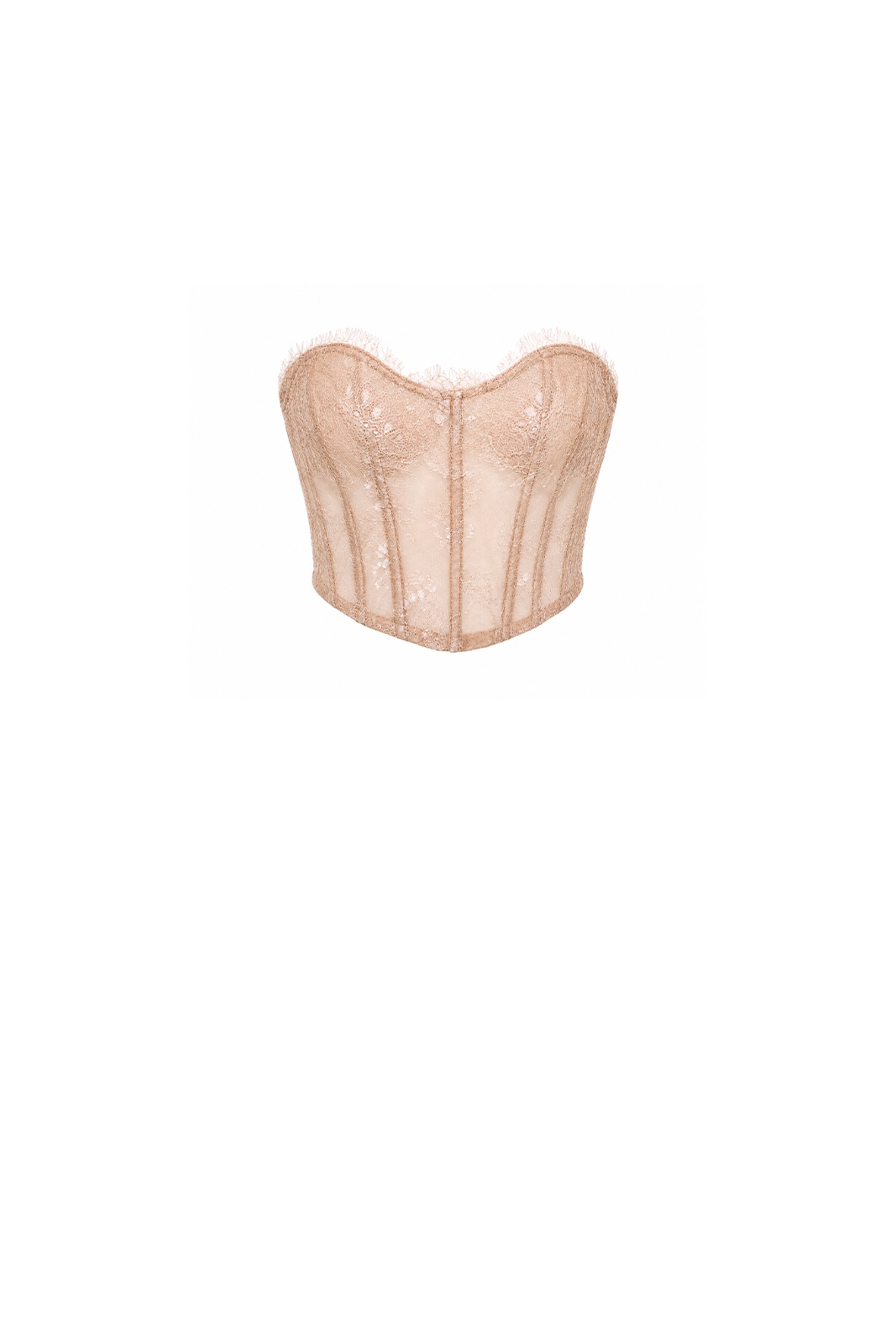 French lace over nude corsetry mesh Beige