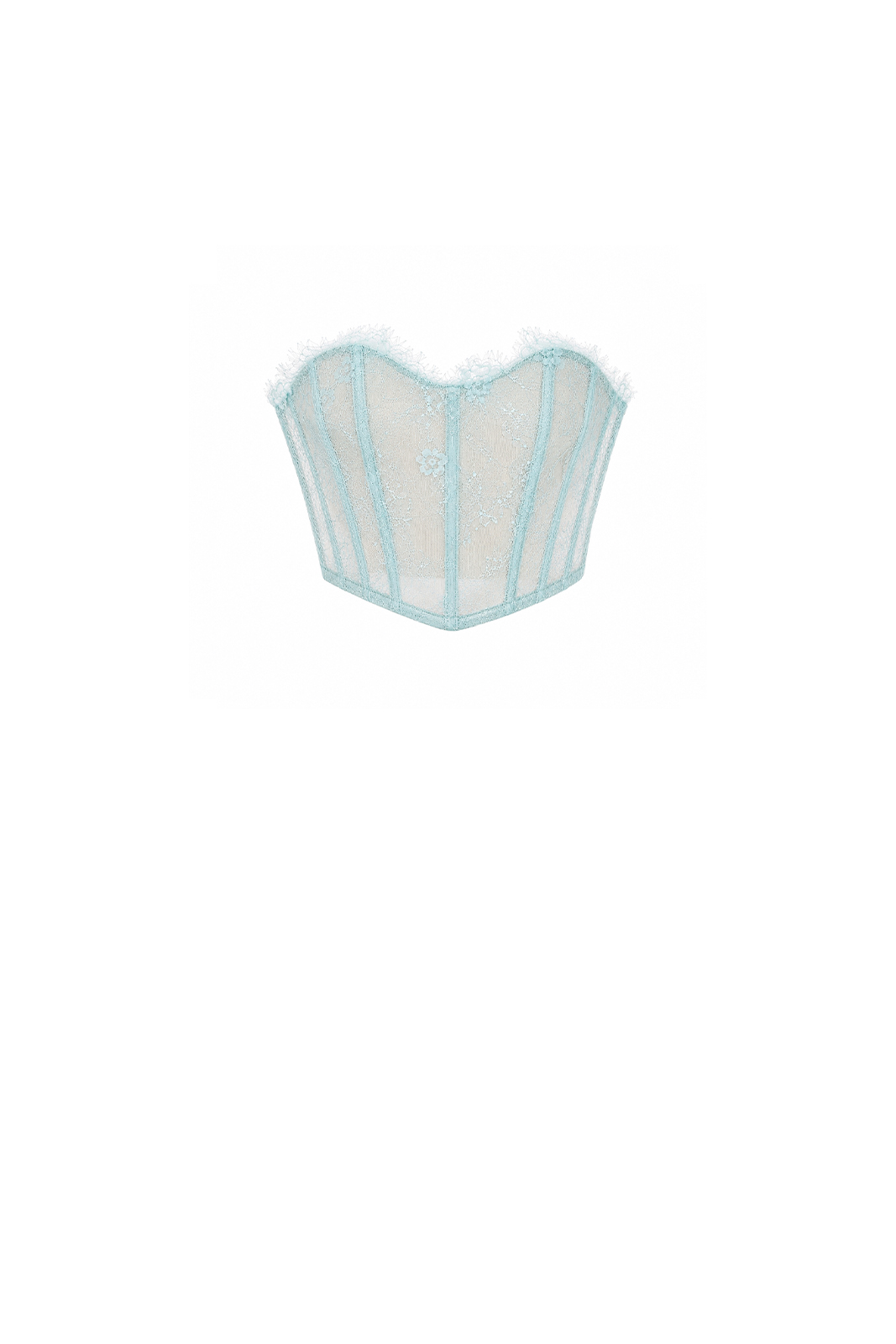 French lace over nude corsetry mesh Blue